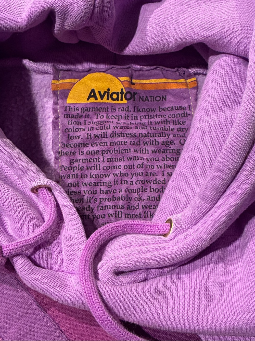 Aviator Nation 5 Stripe Cross Stripe Purple Hoodie Size Large - Picture 3 of 9